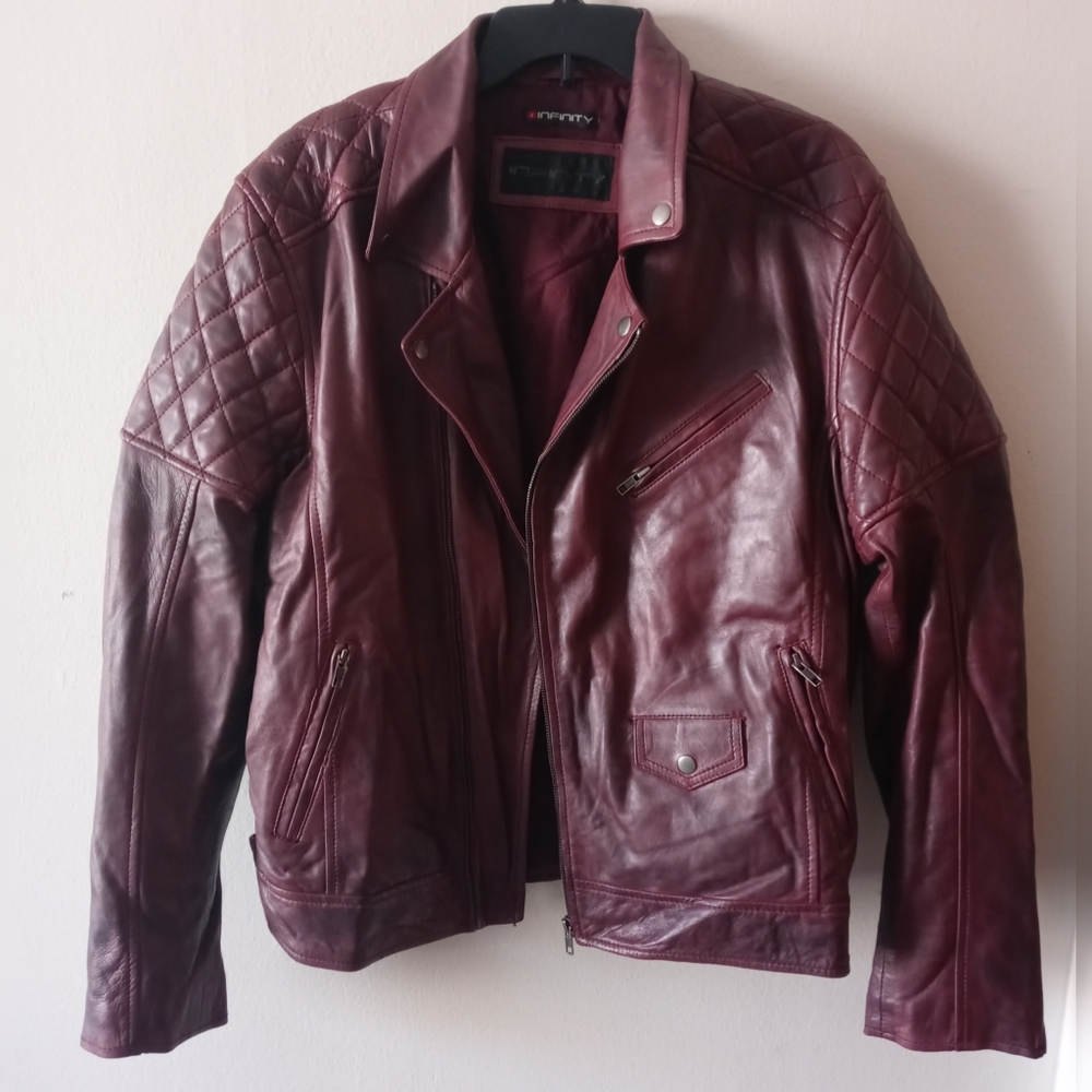 Infinity men's Burgundy moto jacket size XL